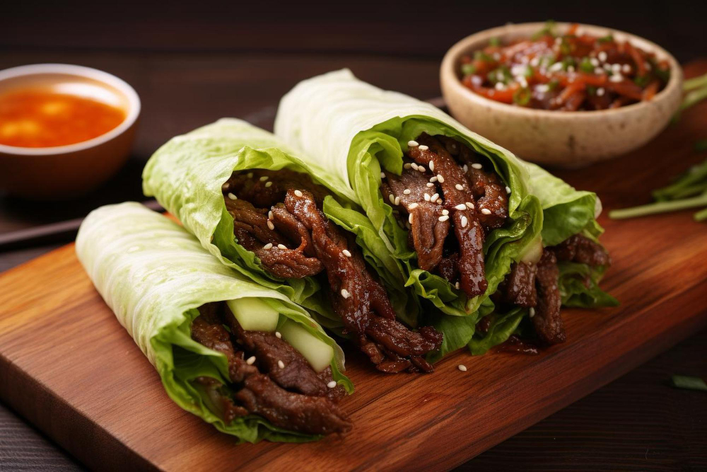 แรปเนื้อกับผักกาดหอม